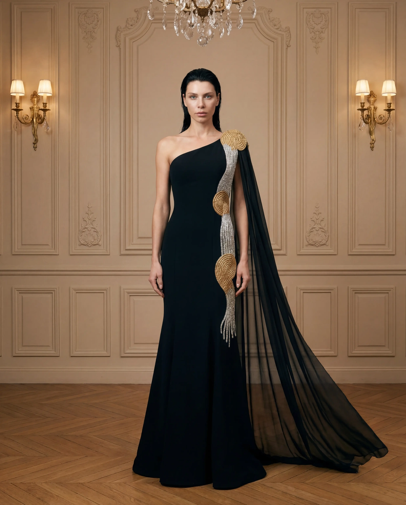 Noir Cascade Gown